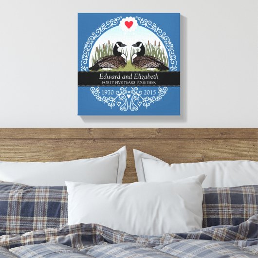 Gepersonaliseerd 45th Wedding Jubileum, ganzen Canvas Afdruk (Insitu (Slaapkamer))