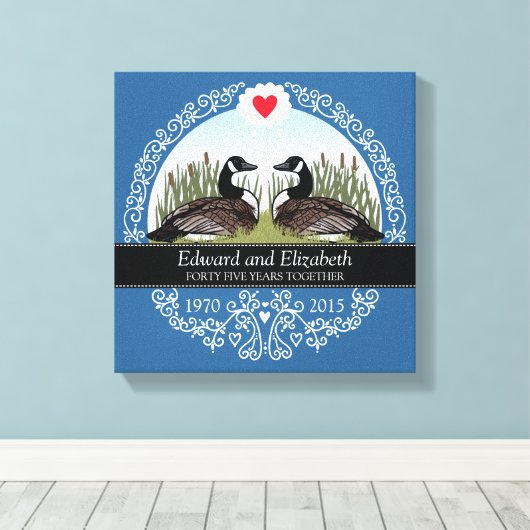 Gepersonaliseerd 45th Wedding Jubileum, ganzen Canvas Afdruk (Insitu (Houten vloer))
