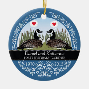 Gepersonaliseerd 45th Wedding Jubileum, ganzen Keramisch Ornament