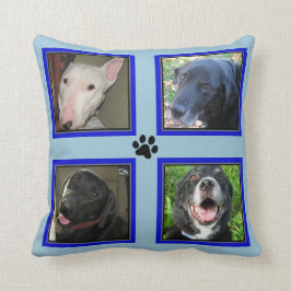 Gepersonaliseerd 4 Foto Collage-Blue Lijst-Blue Kussen