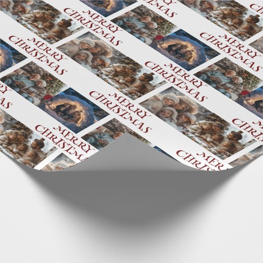 Gepersonaliseerd 4 foto Kerst inpakpapier (Hoek)