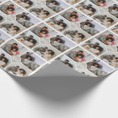 Gepersonaliseerd 4 Foto Monogram Cadeaupapier (Hoek)