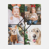 Gepersonaliseerd 4 Foto Red Buffalo speldenmonogra Fleece Deken (Voorkant)