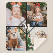 Gepersonaliseerd 4 Foto Red Buffalo speldenmonogra Sherpa Deken (Voorkant)