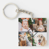 Gepersonaliseerd 4 Foto Red Buffalo speldenmonogra Sleutelhanger (Voorkant)