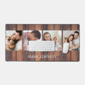 Gepersonaliseerd 4 Fotocollage Rustiek Pallet Hout Bureaumat (Keyboard & Muis)