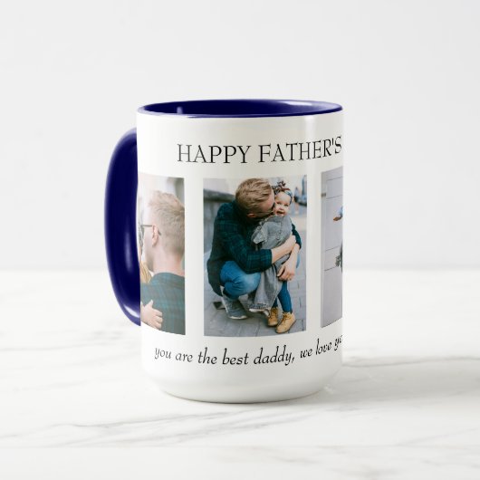 Gepersonaliseerd 4 Fotocollage Vaderdag Gift Mok (Voorkant links)