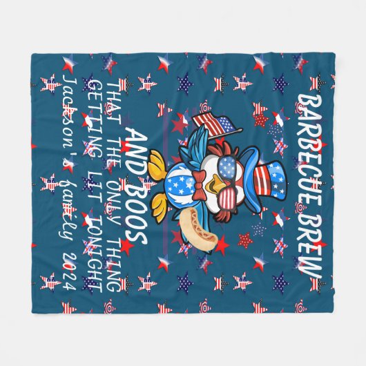 Gepersonaliseerd 4 juli grappig gezegde fleece deken (Voorkant (Horizontaal))