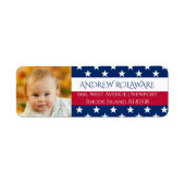 Gepersonaliseerd 4 juli retouradres etiket (Voorkant)