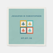 Gepersonaliseerd 4 kerstbomen Retro Design Wedding Servetten (Voorkant)