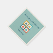 Gepersonaliseerd 4 kerstbomen Retro Design Wedding Servetten (Hoek)