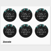 Gepersonaliseerd 50 en Fabulous Black en Blauwgroe Ronde Sticker (Vel)