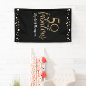 Gepersonaliseerd 50 en Fabulous Black Gold confett Spandoek (Insitu)