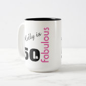 Gepersonaliseerd 50- en Fabulous Th-Geachte Verjaa Tweekleurige Koffiemok (Voorkant links)