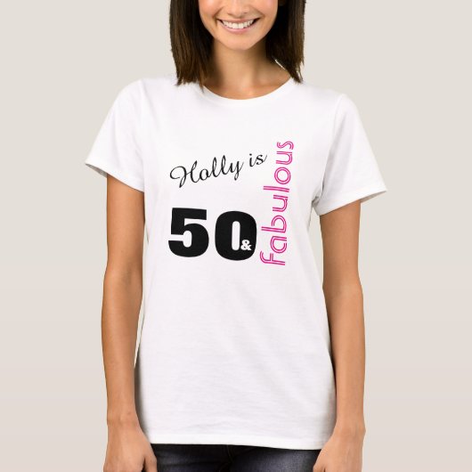 Gepersonaliseerd 50 en Fabulous Threater 50th Birt T-shirt (Voorkant)