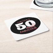 Gepersonaliseerd 50 en fantastisch verjaardagsfees kartonnen onderzetters (Schuin)