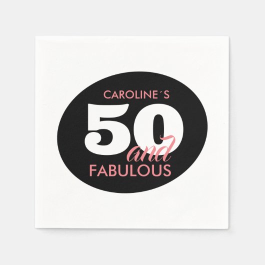 Gepersonaliseerd 50 en fantastisch verjaardagsfees servet (Voorkant)