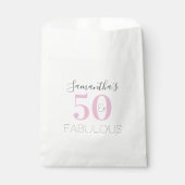 Gepersonaliseerd 50 en geweldige moderne roze verj bedankzakje (Voorkant)