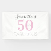 Gepersonaliseerd 50 en geweldige moderne roze verj spandoek (Horizontaal)