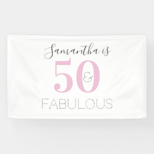 Gepersonaliseerd 50 en geweldige moderne roze verj spandoek