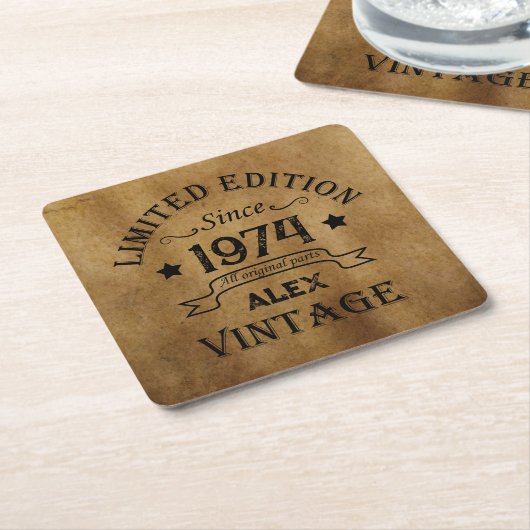 Gepersonaliseerd 50-jarig 50-jarig verjaardagsfee kartonnen onderzetters (Schuin)