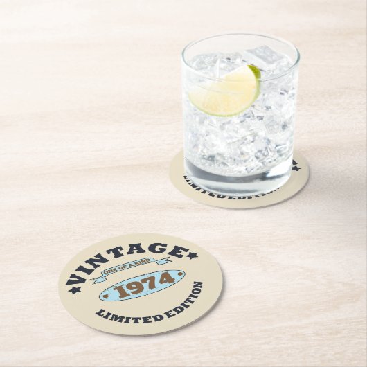 Gepersonaliseerd 50-jarig  50-jarig verjaardagsfee ronde kartonnen onderzetter (Insitu)