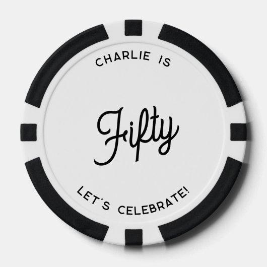 Gepersonaliseerd 50 Vijftigste verjaardag Poker Chips (Voorkant)