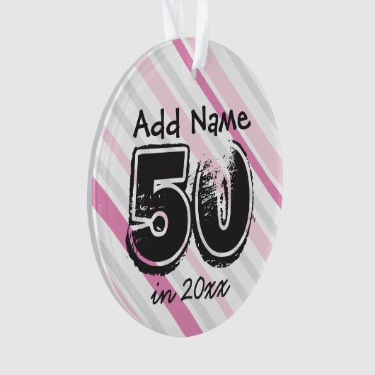Gepersonaliseerd 50e Birthday roze Ornament (voorkant)