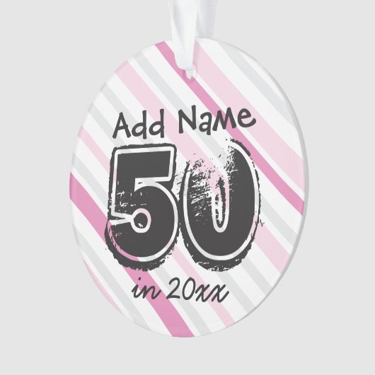 Gepersonaliseerd 50e Birthday roze Ornament (voorkant)