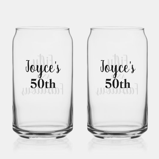 Gepersonaliseerd 50e frisdrankglas blikvorm glas (Achterkant)