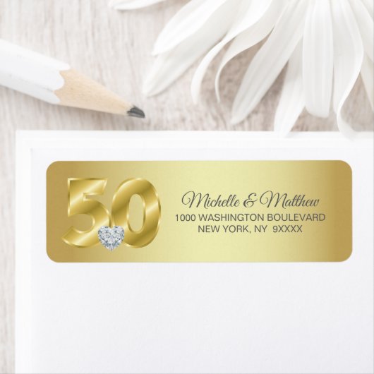 Gepersonaliseerd 50e Golden Wedding Jubileum Etiket (Insitu)