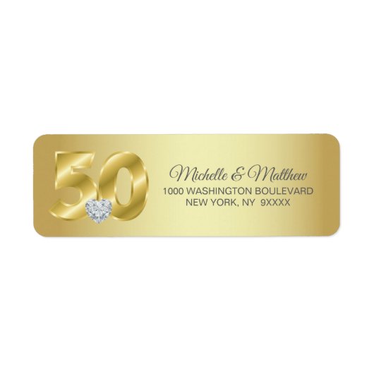 Gepersonaliseerd 50e Golden Wedding Jubileum Etiket (Voorkant)