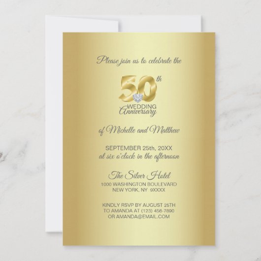 Gepersonaliseerd 50e Golden Wedding Jubileum Kaart (Achterkant)