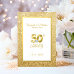 Gepersonaliseerd 50e Golden Wedding Jubileum Kaart<br><div class="desc">Elegante,  maar moderne 50e gouden huwelijksverjaardag uitnodigingskaarten (50 jaar). Faux gouden folie / glitter met grote 50 met faux diamanten hart in het midden. Pas deze huwelijksverjaardagskaarten aan met uw informatie. Perfect voor geloftevernieuwing. Eenvoudig te bewerken. Zie bijpassend collectie; stickers,  servetten,  labels enz.</div>