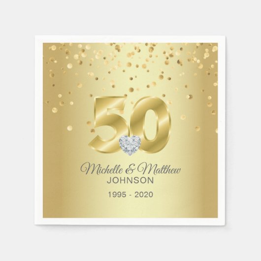 Gepersonaliseerd 50e Golden Wedding Jubileum Servet (Voorkant)