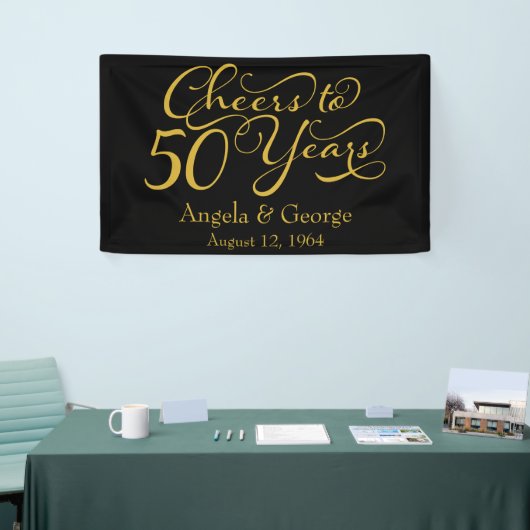 Gepersonaliseerd 50e Golden Wedding Jubileum Spandoek (Beurs)