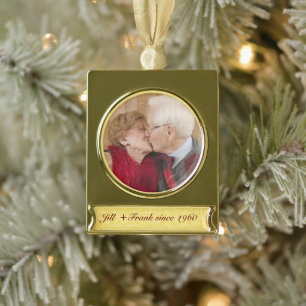 Gepersonaliseerd 50e Golden Wedding Jubileum Verguld Banner Ornament
