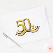 Gepersonaliseerd 50e Jubileum cadeau Ovale Sticker (Envelop)