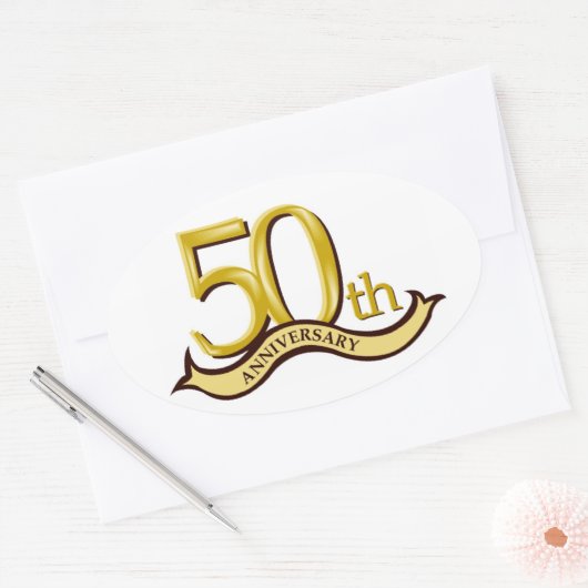 Gepersonaliseerd 50e Jubileum cadeau Ovale Sticker (Envelop)