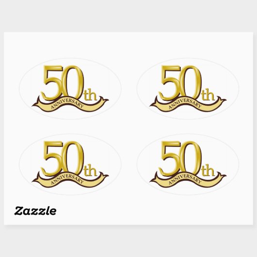 Gepersonaliseerd 50e Jubileum cadeau Ovale Sticker (Vel)