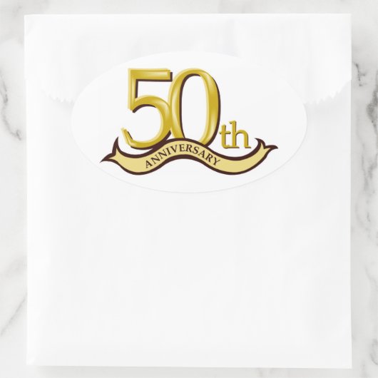Gepersonaliseerd 50e Jubileum cadeau Ovale Sticker (Tas)