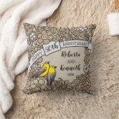 Gepersonaliseerd 50e Jubileum, gouden vogelsoorten Kussen (Deken)