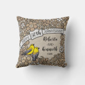 Gepersonaliseerd 50e Jubileum, gouden vogelsoorten Kussen (Achterkant)