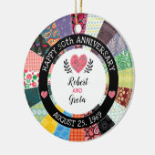 Gepersonaliseerd 50e Jubileum, patchwork Quilt Keramisch Ornament (Links)