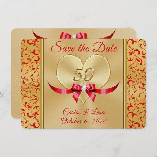 Gepersonaliseerd 50e Jubileum Sla de datumkaarten  Save The Date (Voorkant / Achterkant)