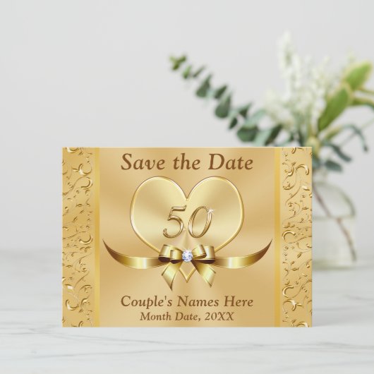 Gepersonaliseerd 50e Jubileum Sla de datumkaarten Save The Date (Staand voorkant)