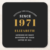 Gepersonaliseerd 50e verjaardag 1971 zwart goud vo kartonnen onderzetters (Voorkant)