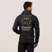 Gepersonaliseerd 50e verjaardag 1973 zwart goud hoodie (Achterkant volledig)