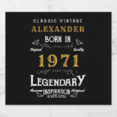 Gepersonaliseerd 50e verjaardag, geboren in 1971   bier etiket (Enkel label)