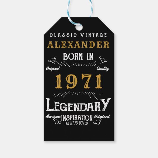 Gepersonaliseerd 50e verjaardag, geboren in 1971   cadeaulabel (Voorkant)